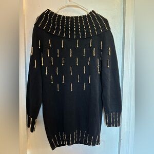 Victoria Harbour Black Sweater with Gold Accents